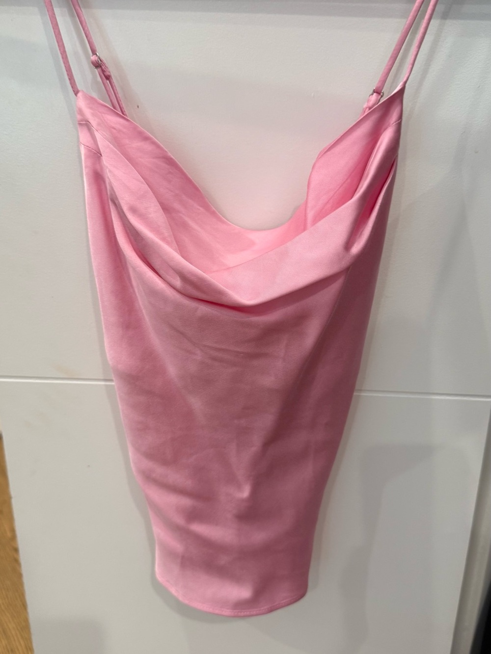 Zara Pink Satin Cowl Neck Cami top